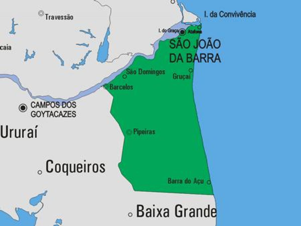 வரைபடம் சாயோ João da Barra நகராட்சி