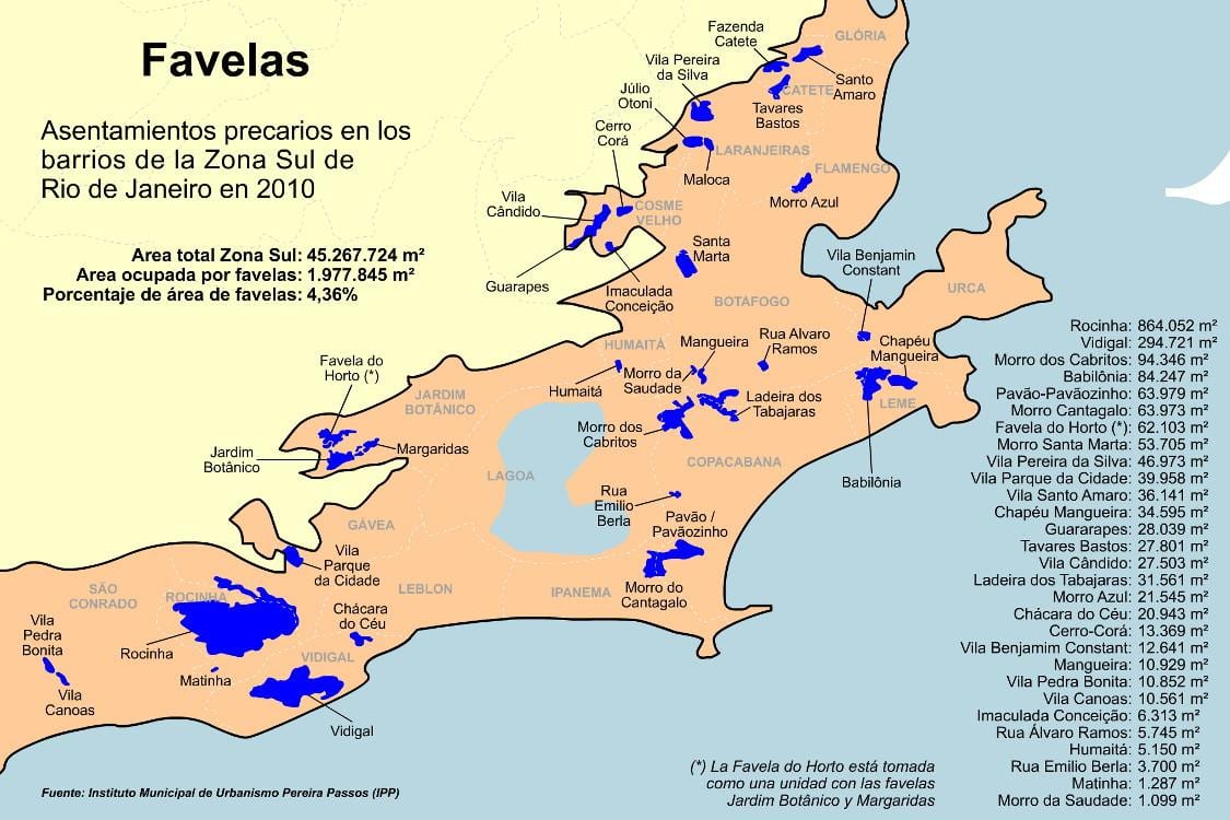 வரைபடம் favelas தெற்கு மண்டலம்-ரியோ டி ஜெனிரோ