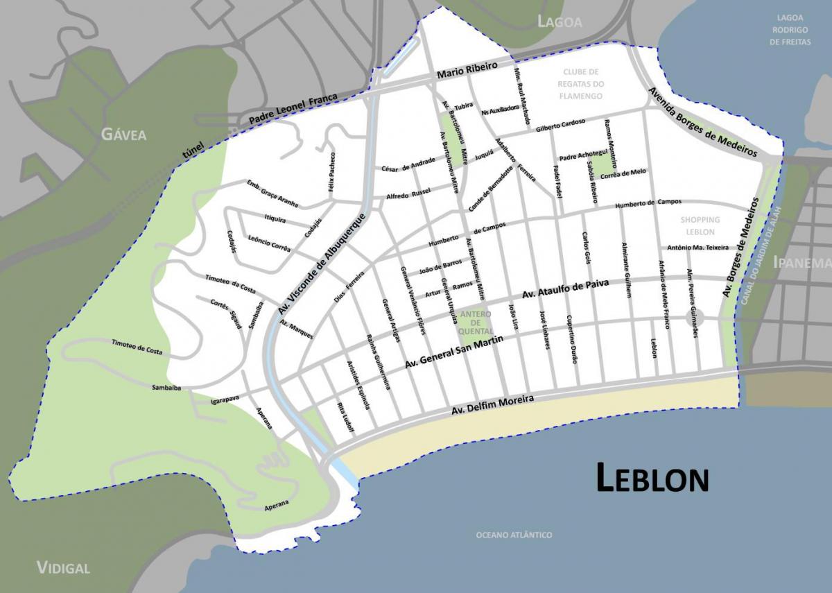 வரைபடம் Leblon கடற்கரை