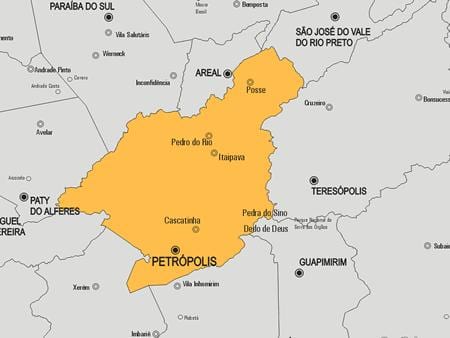 வரைபடம் Petrópolis நகராட்சி