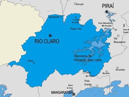 வரைபடம் Rio Claro நகராட்சி