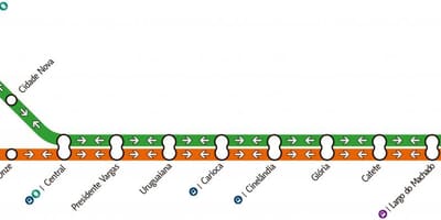வரைபடம் ரியோ டி ஜெனிரோ மெட்ரோ வரிகளை 1-2-3
